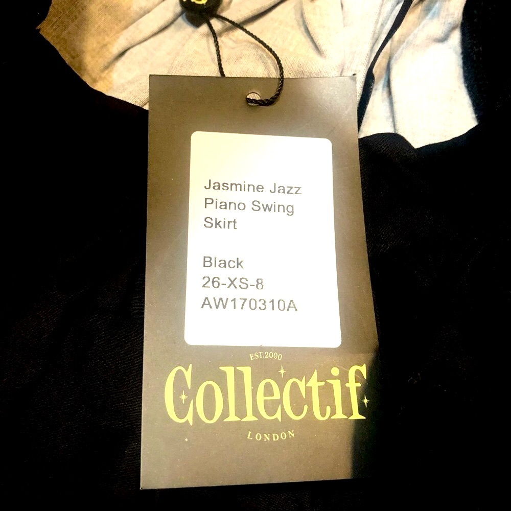 Collectif Vintage Womens Black & Piano Keys Design Flared Skirt Size 4 (… - Picture 7 of 11
